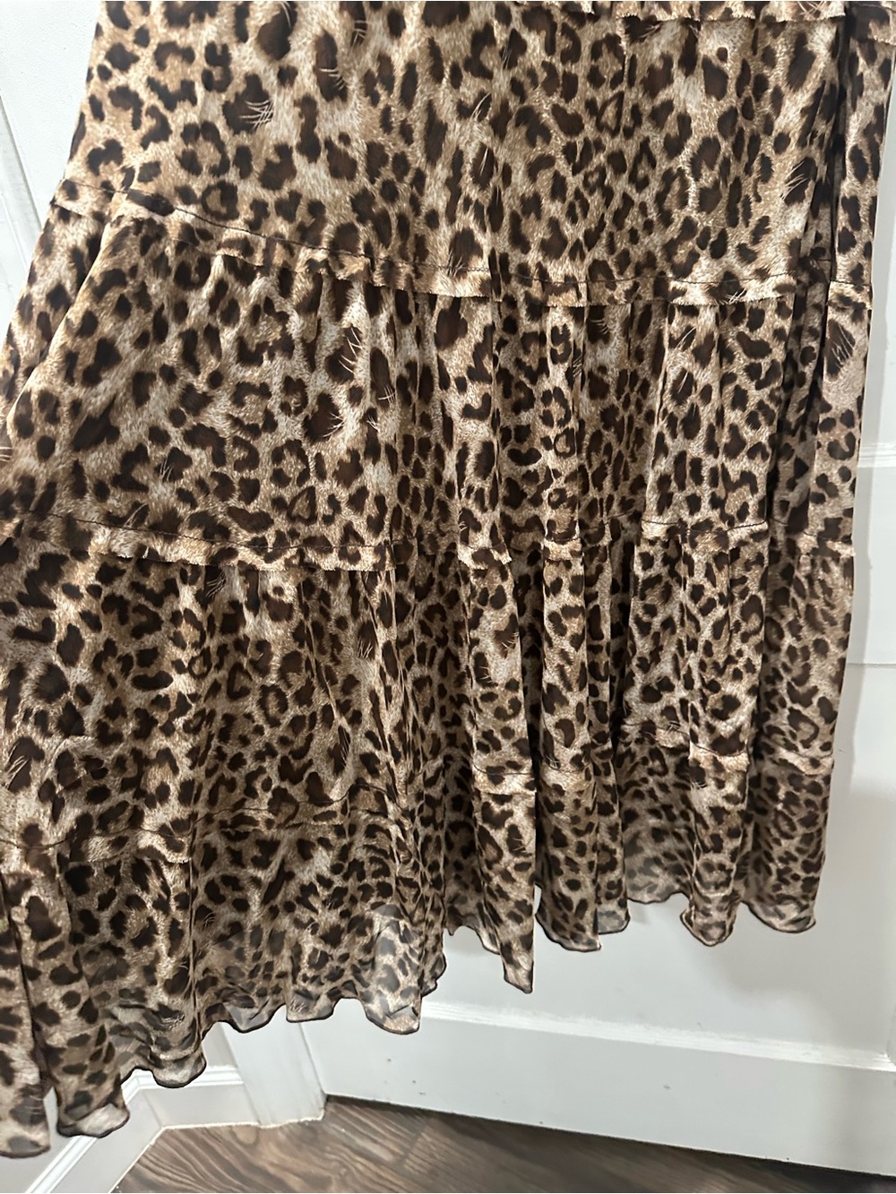 Animal Leopard Print Felda Long Tiered Maxi Elegant Sleeveless Dress - Tan Brown - Picture 7 of 7